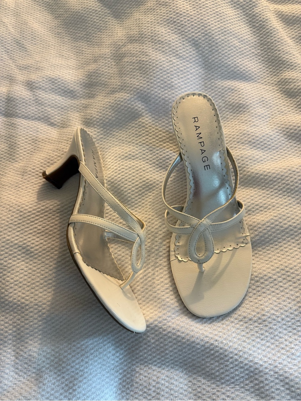 Rampage White Strappy Mid Heel Sandals